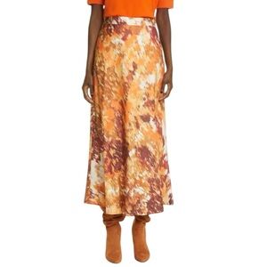 NWOT LAFAYETTE 148 NEW YORK 
Sumner Autumn Haze Silk & Wool Twill Midi Skirt 10